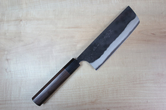 Fu-Rin-Ka-Zan Aogami Super Kurouchi Series FAB-5 Nakiri 160mm (6.2 inch, Octagon Shaped Red-Sandal Wood Handle) - JapaneseChefsKnife.Com