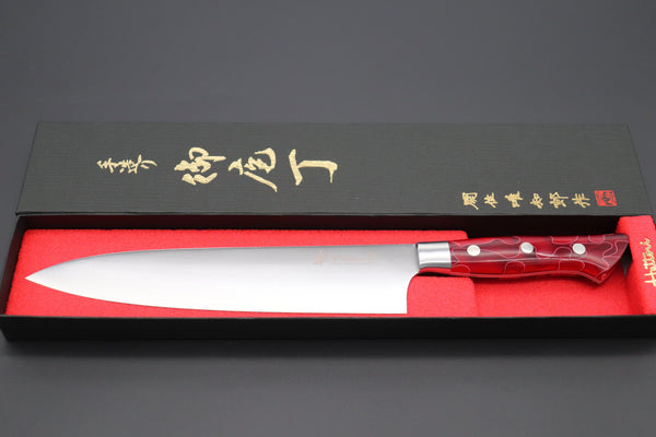 Hattori Gyuto Hattori 傘 SAN-GECKO Limited Edition GECKO-13B Gyuto 210mm (8.2 Inch, Transparent Special Strawberry Resin Handle)