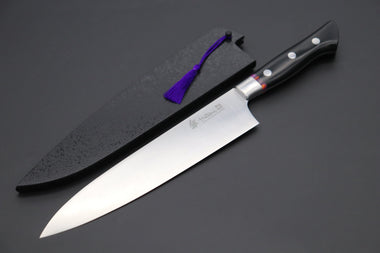 Hattori Gyuto Hattori 傘 SAN-GECKO Limited Edition GECKO-18E Gyuto 210mm (8.2 Inch, Linen Micarta / Royal Purple Hybrid-Resin Handle)