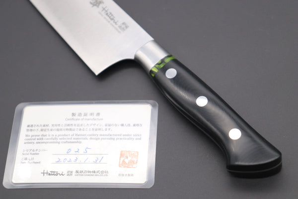 Hattori Gyuto Hattori 傘 SAN-GECKO Limited Edition GECKO-22C Gyuto 210mm (8.2 Inch, Linen Micarta / Lime Green Hybrid-Resin Handle)