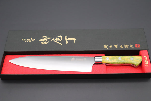 Hattori Gyuto Hattori 傘 SAN-GECKO Limited Edition GECKO-6C-8 Gyuto 210mm (8.2 Inch, Mellow Yellow Camel Bone Handle)