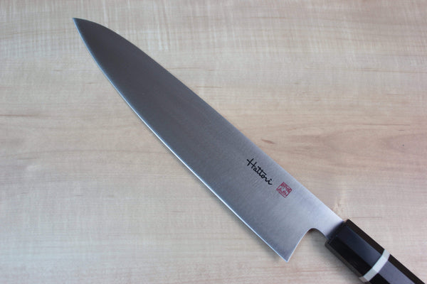 Hattori Wa Gyuto Octagon Shaped African Black Wood Handle With White Spacer Hattori Forums FH Series FH-9AW Wa Gyuto 270mm (10.6 inch, Octagon Shaped African Black Wood Handle With White Spacer)