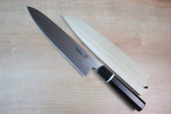 Hattori Wa Gyuto Octagon Shaped African Black Wood Handle With White Spacer Hattori Forums FH Series FH-9AW Wa Gyuto 270mm (10.6 inch, Octagon Shaped African Black Wood Handle With White Spacer)