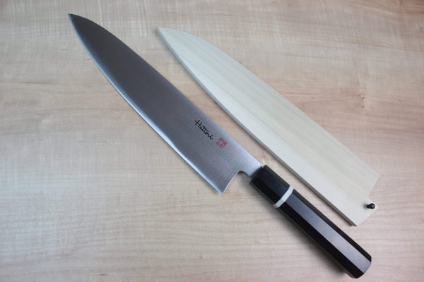 Hattori Wa Gyuto Octagon Shaped Ebony Wood Handle With White Spacer Hattori Forums FH Series FH-9EW Wa Gyuto 270mm (10.6 inch, Octagon Shaped Ebony Wood Handle With White Spacer)