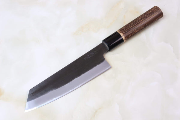 Hinoura Bunka D Shaped Chestnut Wood Handle For Right Hander Hinoura White Steel No.1 Kurouchi Series Bunka 185mm (7.2 Inch, HS1-8)