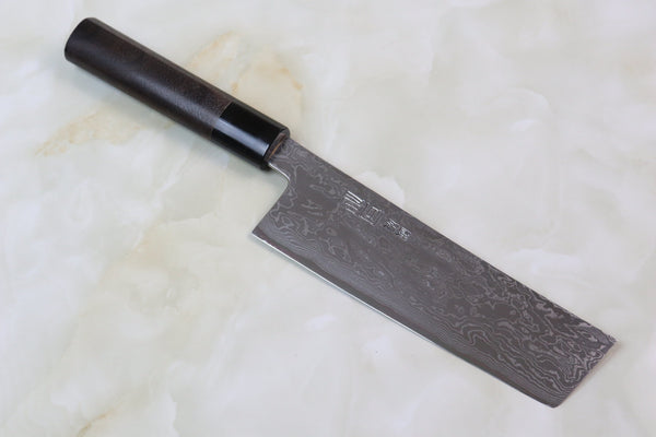 Hinoura Custom Knife ATS-34 Damascus Nakiri 165mm (6.4 inch, TH-10) - JapaneseChefsKnife.Com