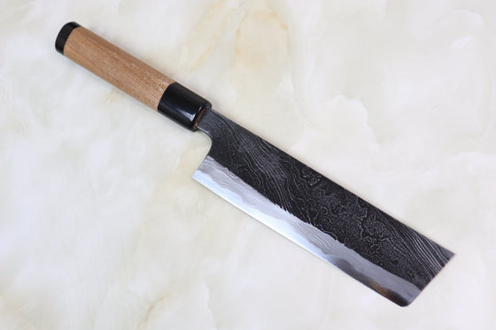Hinoura Nakiri Tsukasa Hinoura Custom Knife "Unryu-Mon" TH-13 Nakiri 165mm (6.4 inch, Enjyu Wood Handle with Water Buffalo Horn Ferrule & Butt)