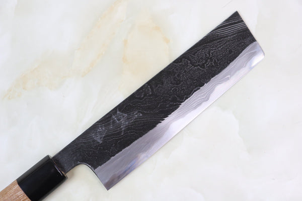 Hinoura Nakiri Tsukasa Hinoura Custom Knife "Unryu-Mon" TH-13 Nakiri 165mm (6.4 inch, Enjyu Wood Handle with Water Buffalo Horn Ferrule & Butt)