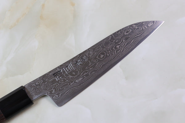 Hinoura Custom Knife ATS-34 Damascus Petty 140mm (5.5 inch, TH-8) - JapaneseChefsKnife.Com
