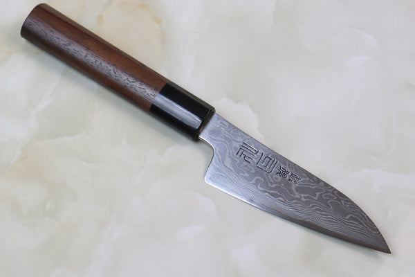 Tsukasa Hinoura Custom Knife ATS-34 Damascus Petty 105mm (4.1 inch, TH-7) - JapaneseChefsKnife.Com