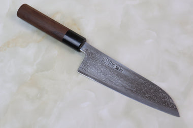Hinoura Custom Knife ATS-34 Damascus Wa Santoku 170mm (6.6 inch, TH-9) - JapaneseChefsKnife.Com