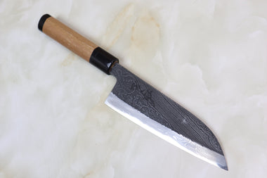Hinoura Wa Santoku Tsukasa Hinoura Custom Knife TH-14 "Unryu-Mon" Wa Santoku 165mm (6.4 inch, Enjyu Wood Handle with Water Buffalo Horn Ferrule & Butt)
