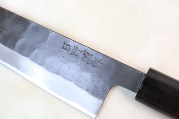 Hinoura Wa Sujihiki D-Shaped Chestnut Wood Handle Hinoura White Steel No.1 Kurouchi Series Tsuchime Hammered Finished Wa Sujihiki 270mm (10.6 Inch, HS1-9T)