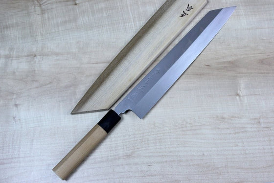 Masamoto HS Series Honyaki White Steel No.2 Kiritsuke Single Bevel Edge (240mm and 270mm, 2 sizes) - JapaneseChefsKnife.Com