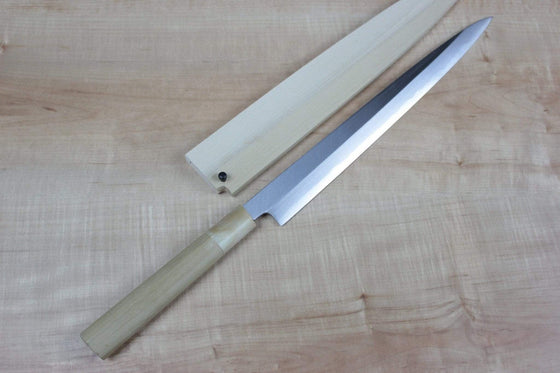 Mizuno Tanrenjo Fuguhiki AHD-28 Fuguhiki 240mm(9.4inch) / D Shaped Magnolia Wooden Handle / Regular (without Honba-Duke Sharpening Service) Mizuno Tanrenjo Akitada Ao Hagane DX Series Blue Steel No.1 Fuguhiki (240mm to 330mm, 4 sizes)