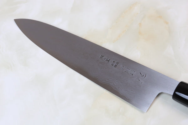 Mizuno Tanrenjo Akitada Ao Hagane DX Blue Steel No.1 Suminagashi Wa Gyuto (240mm and 270mm, 2 Sizes) - JapaneseChefsKnife.Com