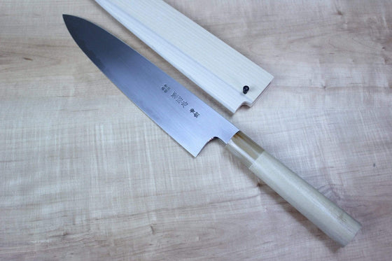 Mizuno Tanrenjo Wa Gyuto Wa Gyuto 210mm(8.2inch) / D Shaped Magnolia Wooden Handle For Right Hander / Regular (Without Honba-Duke Sharpening Service) Mizuno Tanrenjo Akitada Hontanren Series Blue Steel No.2 Clad Wa Gyuto (210mm to 300mm, 4 sizes)