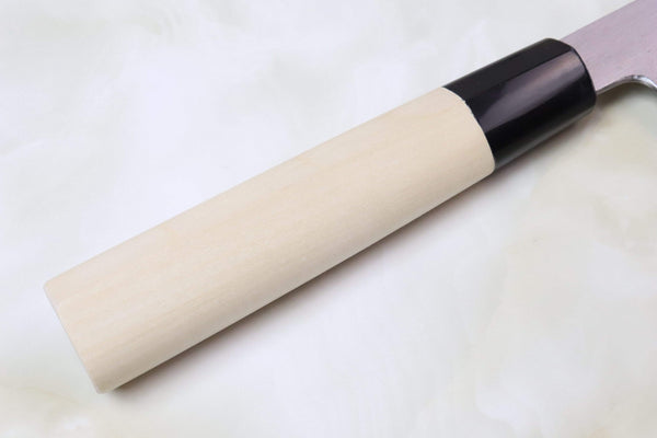 Mizuno Tanrenjo Wa Gyuto Wa Gyuto 240mm (9.4 inch) / D Shaped Magnolia Wooden Handle For Right Hander / Regular (Without Honba-Duke Sharpening Service) Mizuno Tanrenjo Akitada "Special Custom Order "KS-Style"" Ao Hagane DX Blue Steel No.1 Clad Wa Gyuto (D Shaped Magnolia Wooden Handle, AHDKS-1)