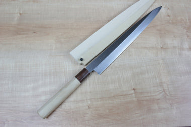 Mizuno Tanrenjo Akitada Hontanren Series Blue Steel No.2 Yanagiba (180mm to 360mm, 7 sizes) - JapaneseChefsKnife.Com