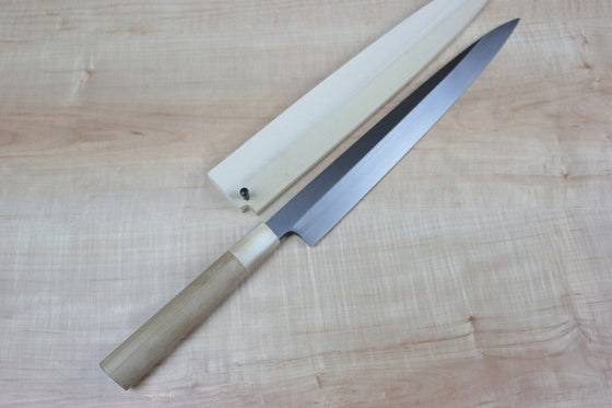 Mizuno Tanrenjo Akitada Honyaki Series White Steel Yanagiba (210mm to 360mm, 6 sizes) - JapaneseChefsKnife.Com