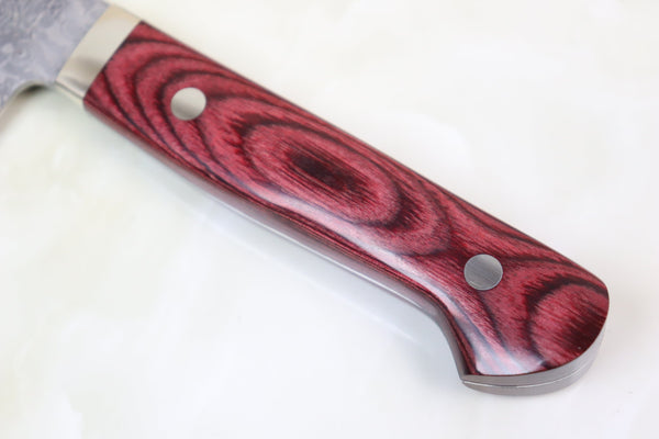 Mr. Itou Santoku Mr. Itou R-2 Custom Damascus Santoku 175mm (6.8 inch, Red Pakka Wood Handle, IT-67)