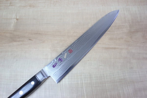 Limited Edition, SHIKI 守護神 Guardian Series "Calm Wave Damascus Version" SKEI-6L Gyuto 240mm (9.4 inch, African Ebonywood Handle) - JapaneseChefsKnife.Com