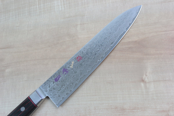 SHIKI 守護神 Guardian Series Gyuto (210mm and 240mm, 2 Sizes, Black Pakka Wood Handle with Red-Stripes) - JapaneseChefsKnife.Com