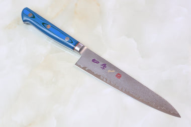 SHIKI 守護神 Guardian Series SKB-2 Petty 150mm (5.9 inch, Marine Blue Paper Micarta Handle) - JapaneseChefsKnife.Com