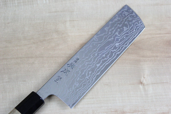 Sukenari Gingami No.3 Nickel Damascus Nakiri 175mm (6.8 inch) - JapaneseChefsKnife.Com