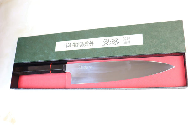 Sukenari Wa Gyuto Sukenari Honyaki Series White Steel No.2 SH2-1ER Wa Gyuto 240mm (9.4 inch, Octagon Shaped Ebonywood Handle with Red-Spacer)