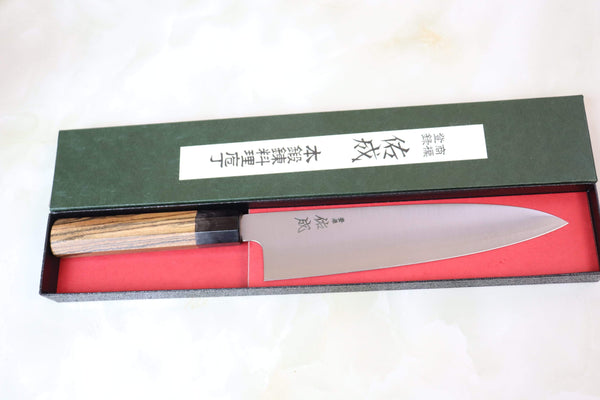 Sukenari Wa Gyuto Sukenari R-2 Clad Wa Series Wa Gyuto (210 to 270mm, 3 sizes, Octagon Shaped Bocote Wood Handle)