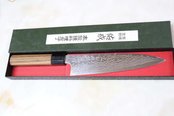 Sukenari ZDP-189 Nickel Damascus Wa Gyuto (210mm to 270mm, 3 sizes, Octagonal Bocote Wood Handle)