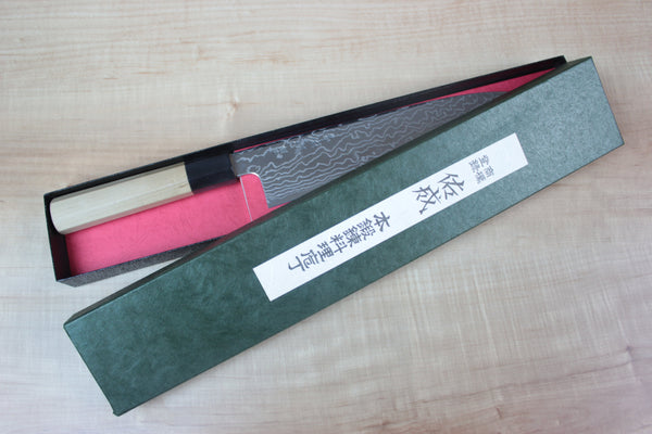 Sukenari Gingami No.3 Nickel Damascus Wa Santoku 190mm (7.4 inch) - JapaneseChefsKnife.Com