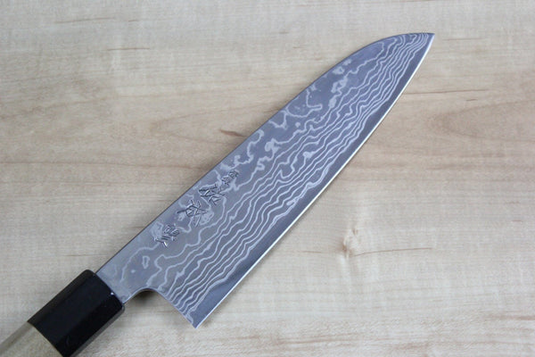 Sukenari Gingami No.3 Nickel Damascus Wa Santoku 190mm (7.4 inch) - JapaneseChefsKnife.Com