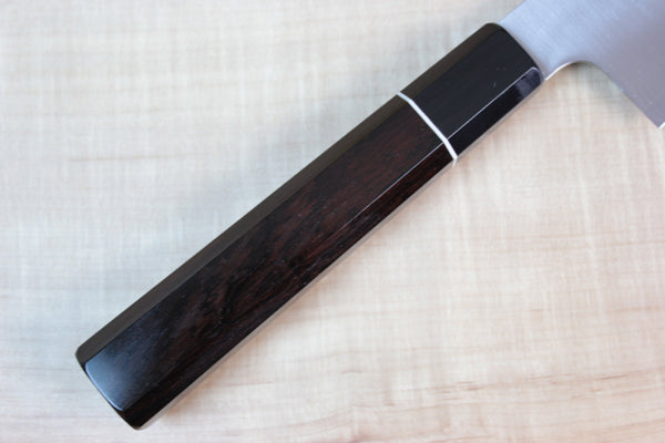 Sukenari HAP-40 Series Wa Santoku 190mm (7.4 inch, Octagon Shaped Ebony Wooden Handle) - JapaneseChefsKnife.Com