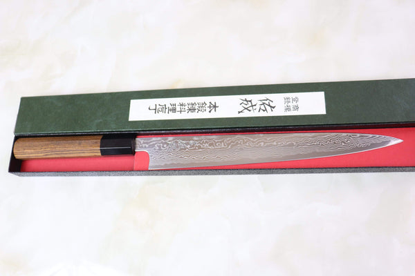 Sukenari Wa Sujihiki Sukenari Gingami No.3 Nickel Damascus Wa Sujihiki (240mm and 270mm, 2 sizes, Octagonal Bocote Wood Handle with Water Buffalo Horn Ferrule)