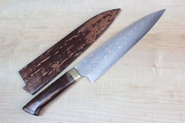 Master Saji Rainbow Damascus Sakura Series Gyuto (210mm and 240mm, 2 Sizes) - JapaneseChefsKnife.Com
