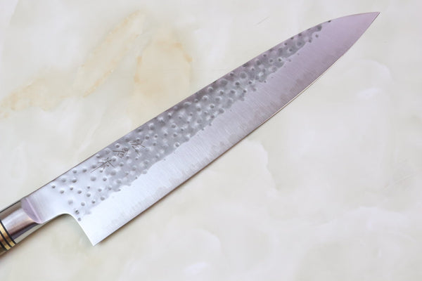 Takeshi Saji Nature Series — Hammer Forged R-2 Gyuto (210mm or 240mm, 2 Sizes, Quince Burl Wood Handle)