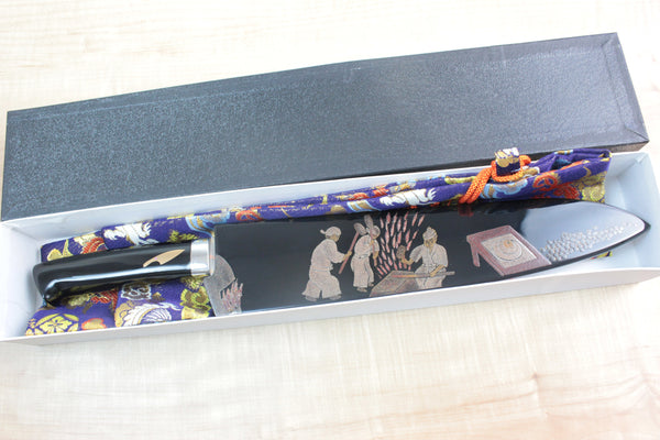 Takeshi Saji Urushi & Makie Series "Echizen Uchihamono Motif" STU-24 Gyuto 240mm (9.4 inch) - JapaneseChefsKnife.Com