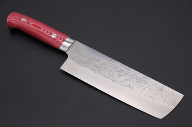 Takeshi Saji Nakiri Takeshi Saji SRS-13 Custom Series Nakiri 165mm (6.4 inch, Red & White Linen Micarta Handle)