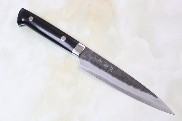 Takeshi Saji Aogami Super Custom Series Petty (130mm and 150mm, Linen Micarta Handle) - JapaneseChefsKnife.Com