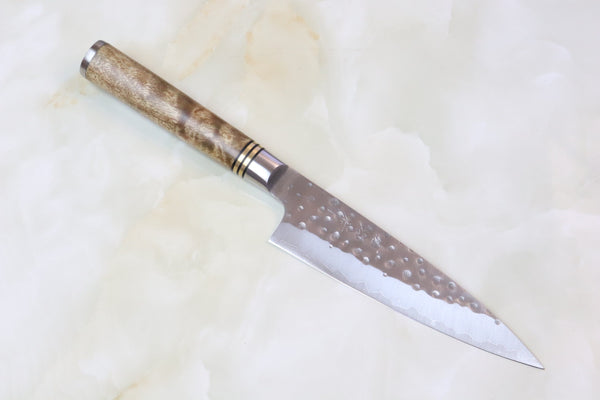 Takeshi Saji Nature Series — Hammer Forged R-2 SNR-1 Petty 135mm (Quince Burl Wood Handle)