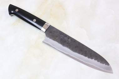 Takeshi Saji Aogami Super Custom Series Santoku 180mm (7 inch, Linen Micarta Handle) - JapaneseChefsKnife.Com
