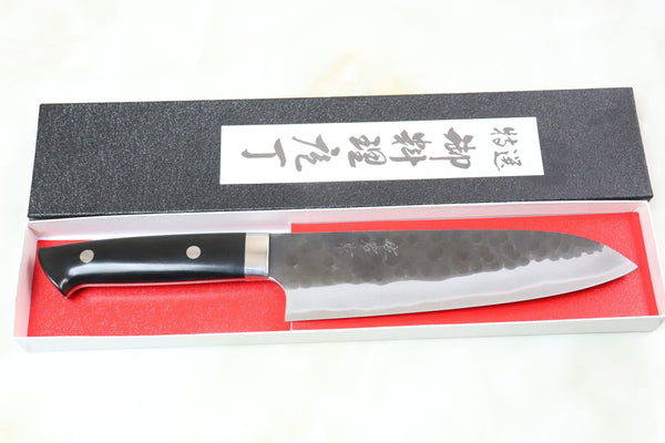 Takeshi Saji Aogami Super Custom Series Santoku 180mm (7 inch, Linen Micarta Handle) - JapaneseChefsKnife.Com