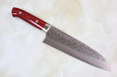 Takeshi Saji Santoku Takeshi Saji SRS-13 Custom Series Santoku 180mm (7 inch, Red & Black Linen Micarta Handle)