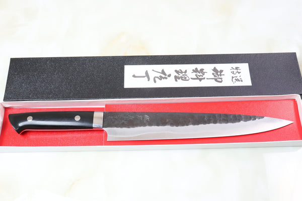 Takeshi Saji Aogami Super Custom Series Sujihiki (240mm & 270mm, 2 Sizes, Linen Micarta Handle) - JapaneseChefsKnife.Com