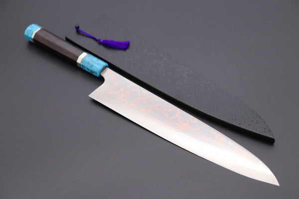 Takeshi Saji Wa Gyuto STCL-191 Wa Gyuto 270mm (10.6 inch) Takeshi Saji SUMMIT ― Limited Edition Custom Series Rainbow Damascus Wa Series Wa Gyuto 270mm (10.6 Inch, STCL-191)