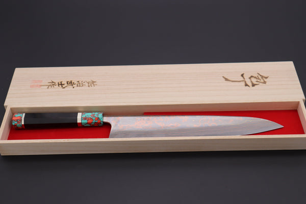 Takeshi Saji Wa Gyuto STCL-192 Wa Gyuto 270mm (10.6 inch) Takeshi Saji SUMMIT ― Limited Edition Custom Series Rainbow Damascus Wa Series Wa Gyuto 270mm (10.6 Inch, STCL-192)