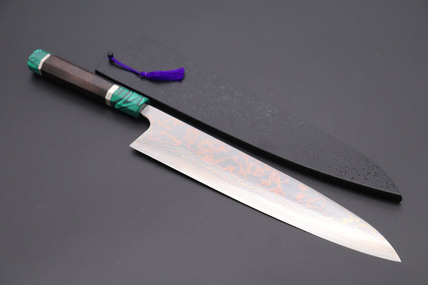Takeshi Saji Wa Gyuto STCL-193 Wa Gyuto 270mm (10.6 inch) Takeshi Saji SUMMIT ― Limited Edition Custom Series Rainbow Damascus Wa Series Wa Gyuto 270mm (10.6 Inch, STCL-193)