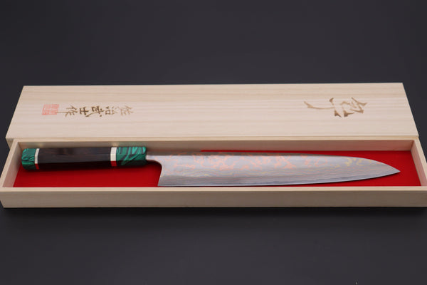 Takeshi Saji Wa Gyuto STCL-193 Wa Gyuto 270mm (10.6 inch) Takeshi Saji SUMMIT ― Limited Edition Custom Series Rainbow Damascus Wa Series Wa Gyuto 270mm (10.6 Inch, STCL-193)